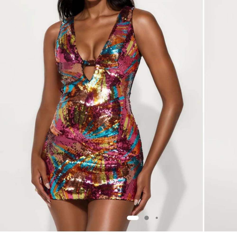 Fashion Nova Multicolor Sequin Mini Dress